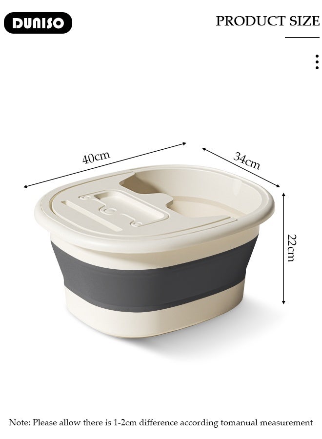DUNISO Collapsible Foot Soak Tub Foldable Foot Bath Tub With Cover Large Capacity Foot Washing Basin Portable Foot Bath Basin for Soaking Feet Storable Plastic Foot Soaking Tub for At Home Relax Foot Spa Treatment  - Image 3