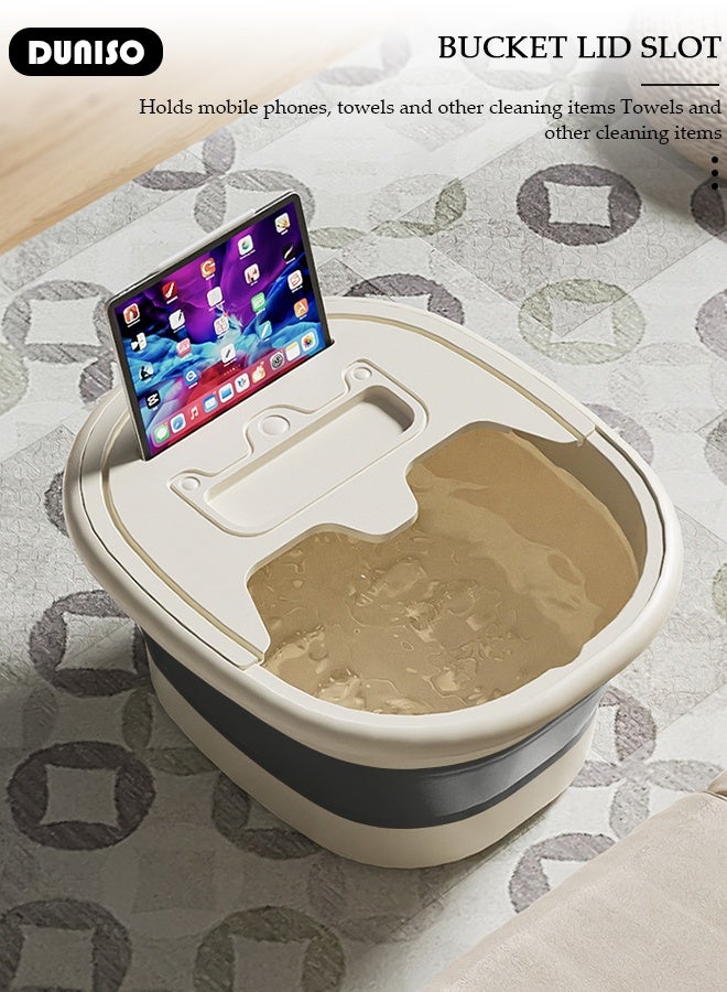 DUNISO Collapsible Foot Soak Tub Foldable Foot Bath Tub With Cover Large Capacity Foot Washing Basin Portable Foot Bath Basin for Soaking Feet Storable Plastic Foot Soaking Tub for At Home Relax Foot Spa Treatment  - Image 4