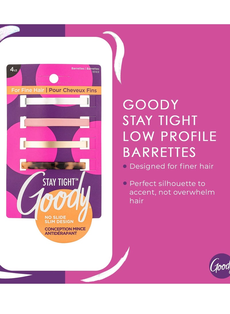 Goody Goody Hair Barrettes Clips for Fine Hair - 4 Count, Assorted Colors - Slideproof and Lock-In Place - Pain-Free Hair Accessories for Men, Women, Boys, and Girls - Stay Tight for All Day Comfort - Image 2