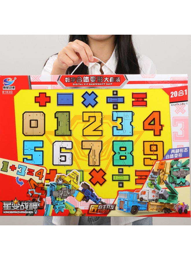 Large Digital Machine Deformation Children Autobots Alphabet Fit King Kong Assembled Boys Educational Toys-Color:Star God Of War-Letter (G-M)7 Transfiguration Fit Set - Image 2