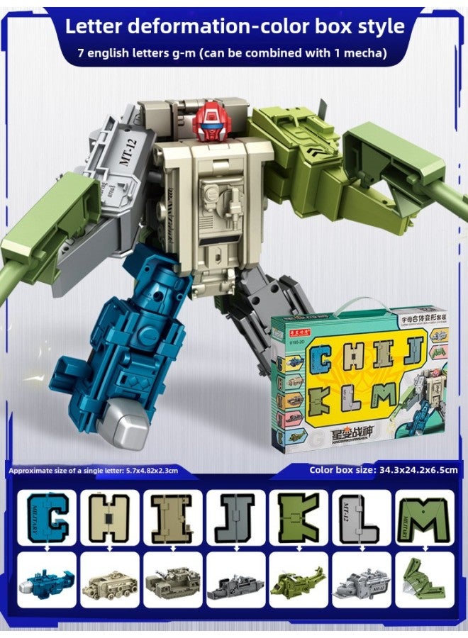 Large Digital Machine Deformation Children Autobots Alphabet Fit King Kong Assembled Boys Educational Toys-Color:Star God Of War-Letter (G-M)7 Transfiguration Fit Set - Image 1