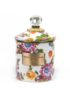 Mackenzie-Childs  Flower Market Canister With Lid Decorative Food Canister White Small