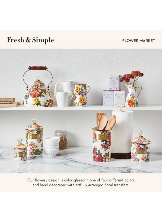 Generic - Mackenzie-Childs  Flower Market Canister With Lid Decorative Food Canister White Small - Image 1