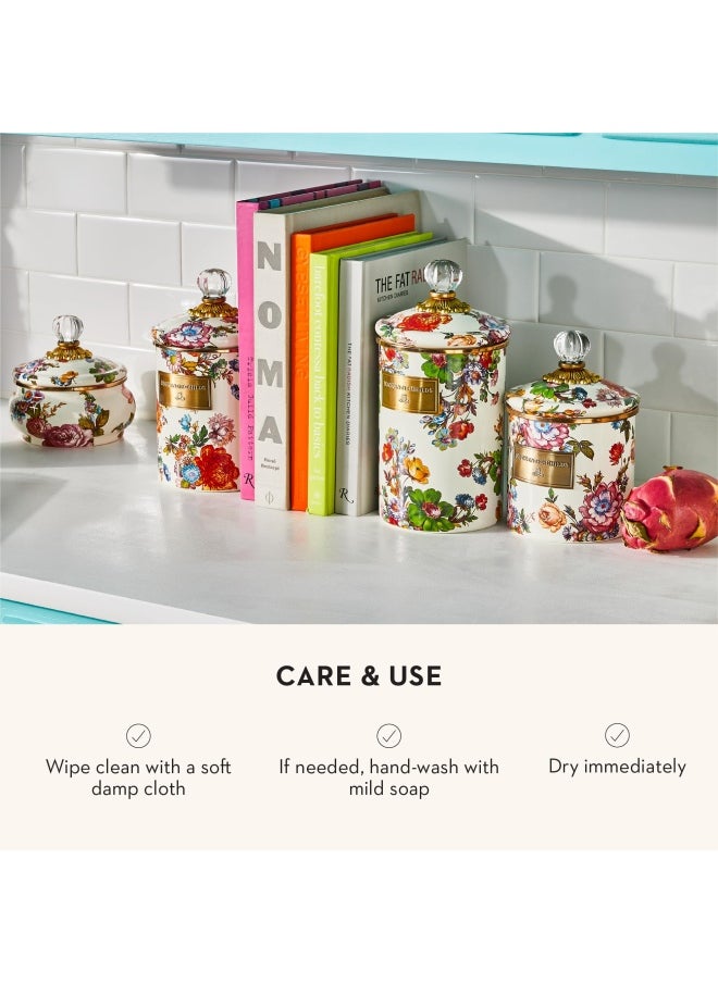 Generic - Mackenzie-Childs  Flower Market Canister With Lid Decorative Food Canister White Small - Image 1