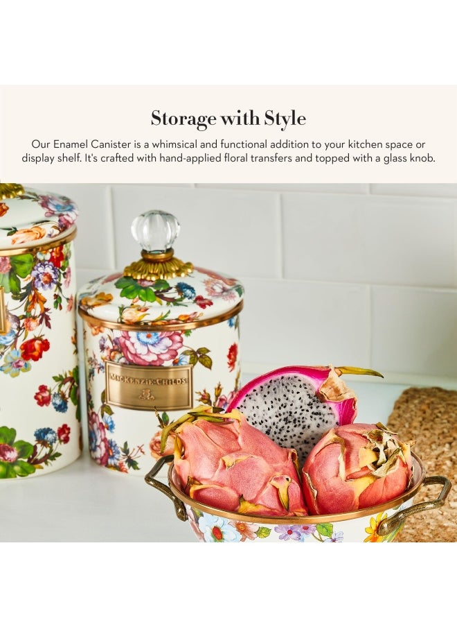 Generic - Mackenzie-Childs  Flower Market Canister With Lid Decorative Food Canister White Small - Image 1