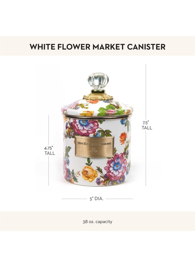 Generic - Mackenzie-Childs  Flower Market Canister With Lid Decorative Food Canister White Small - Image 1