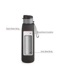 Cello Puro Steel-X Volvo Water Bottle, Drinking water bottles suitable for gym, office, school, and travel, 600ml, Black  - Image 2