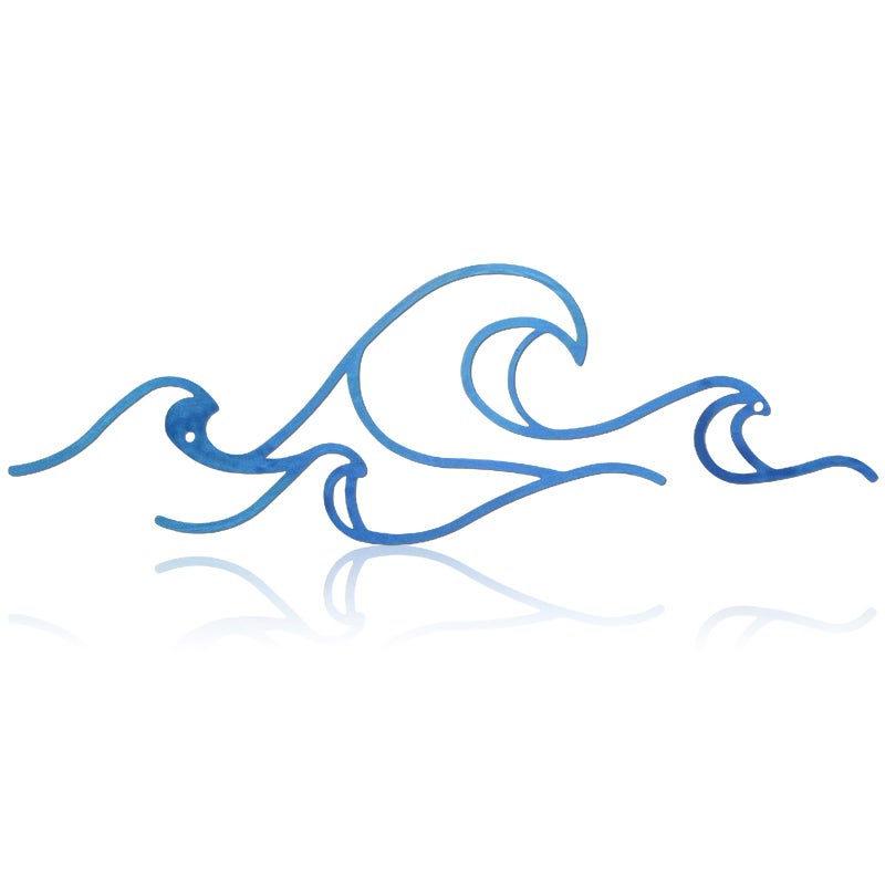 Seeloowy Wave Wall Decor Blue Metal Wire Wall Art Ocean Coastal Sea Beach Pictures Surf Nursery Themed Hanging for Home Living Room Summer Seaside Decoration for Bedroom Bathroom - Image 1