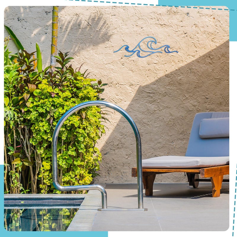 Seeloowy Wave Wall Decor Blue Metal Wire Wall Art Ocean Coastal Sea Beach Pictures Surf Nursery Themed Hanging for Home Living Room Summer Seaside Decoration for Bedroom Bathroom - Image 5