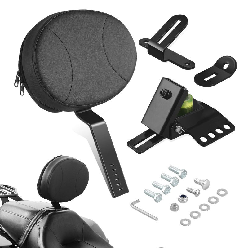 SWESGI Adjustable Driver Backrest for Harley Davidson Motorcycle Rider Backrest Fit for Touring Street Glide Road King Road Glide Electra Glide 19972023 Black