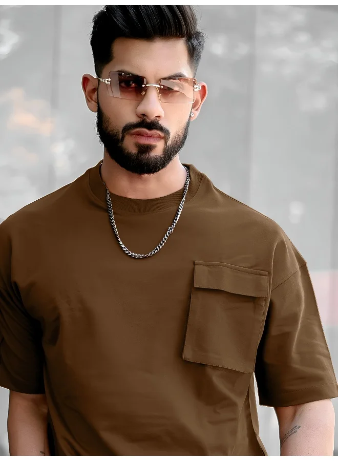 مانياك تيشيرت بولو رجالي مانياك بني قطن 3/4