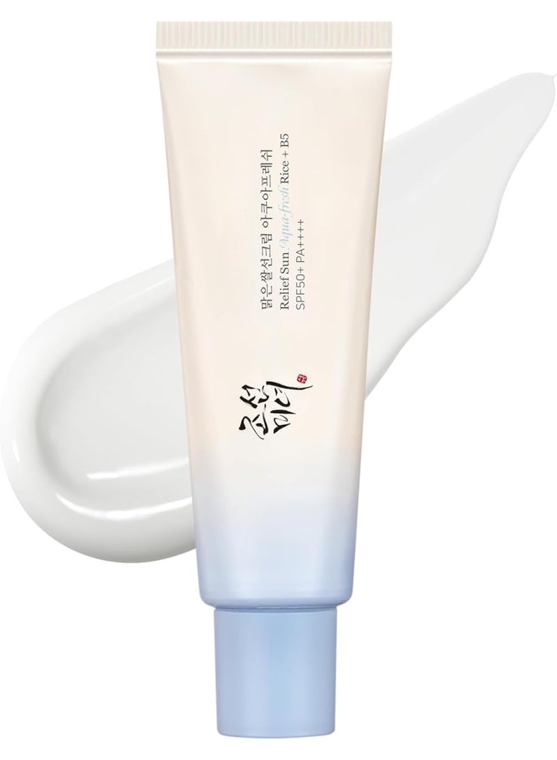 كريم واقي شمس مائي ريليف صن أكوا فريش (الأرز + فيتامين ب5) (SPF50+ PA++++) - Image 1