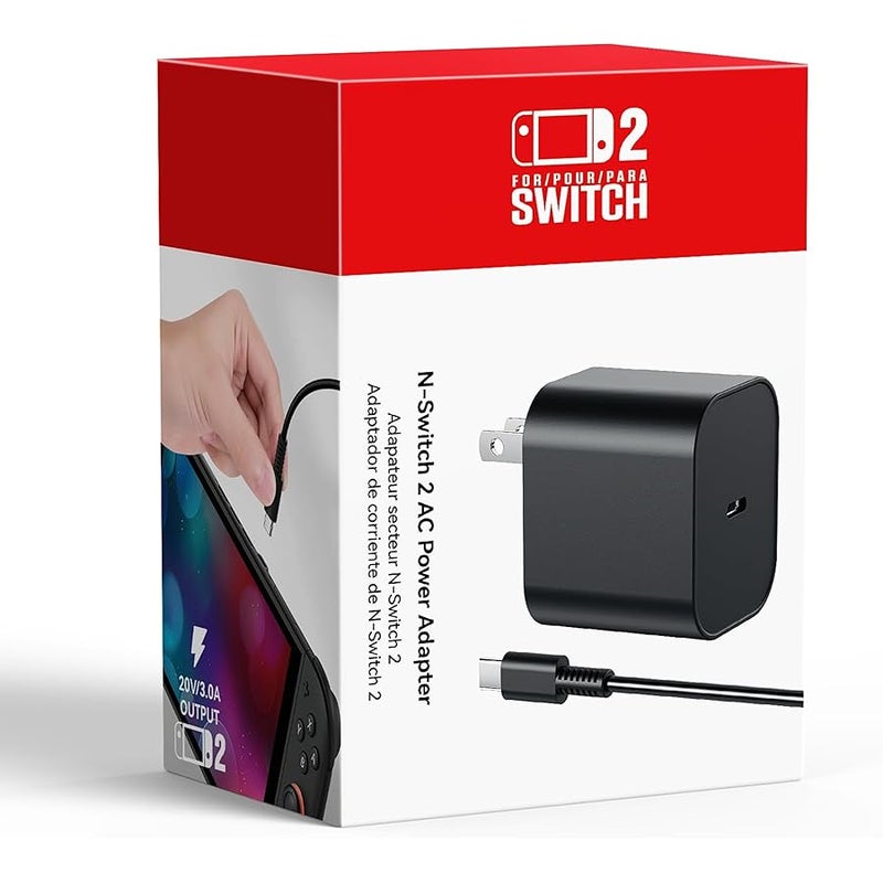 KOVA Switch 2 Charger - 60w AC Power Adapter for Nintendo 2/1 with 5FT Long Cable, Support 4K TV Dock, PD 3.0 Fast Charging Supply 20V/3A for Nintendo Switch Chargers【Replacement for OEM Switch2/1 Charger】 - Image 1