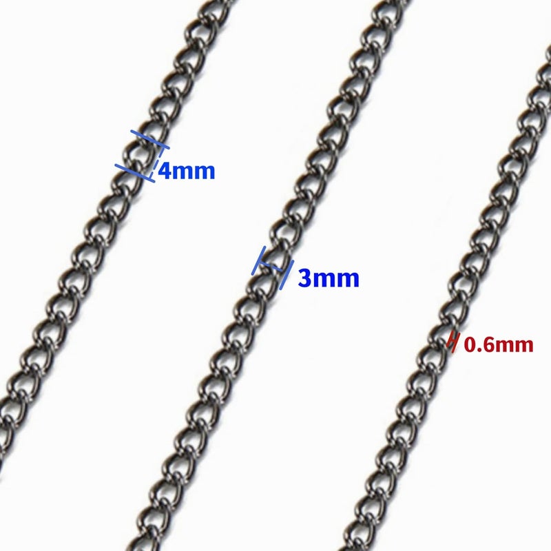 SWTool 60 Feets /20 Yards Metal Black Link Chains, Iron Bulk Curb Chain for DIY Craft Jewelry Chain Making, 2 Rolls x 10 Yards (Gun Black) - Image 3