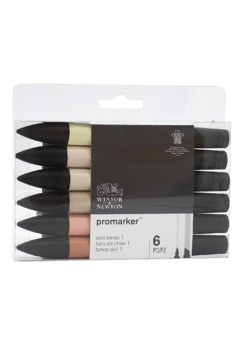 WINSOR & NEWTON Pro Marker Skin Tones 1 (6 Colors) Graphic Art Marker 