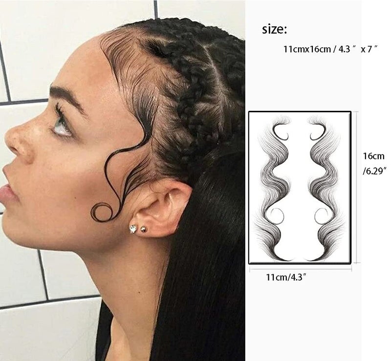 HANSAMU Fake Edges Baby Hair Temporary Tattoo Side Bang Stickers,2 Styles Popular Waterproof Fake Hair Fringe Edge Tattoo Stickers, Novelty Wig Natural Fashion Look Beauty Diy Hair Curler For Women Girls #2 - Image 2