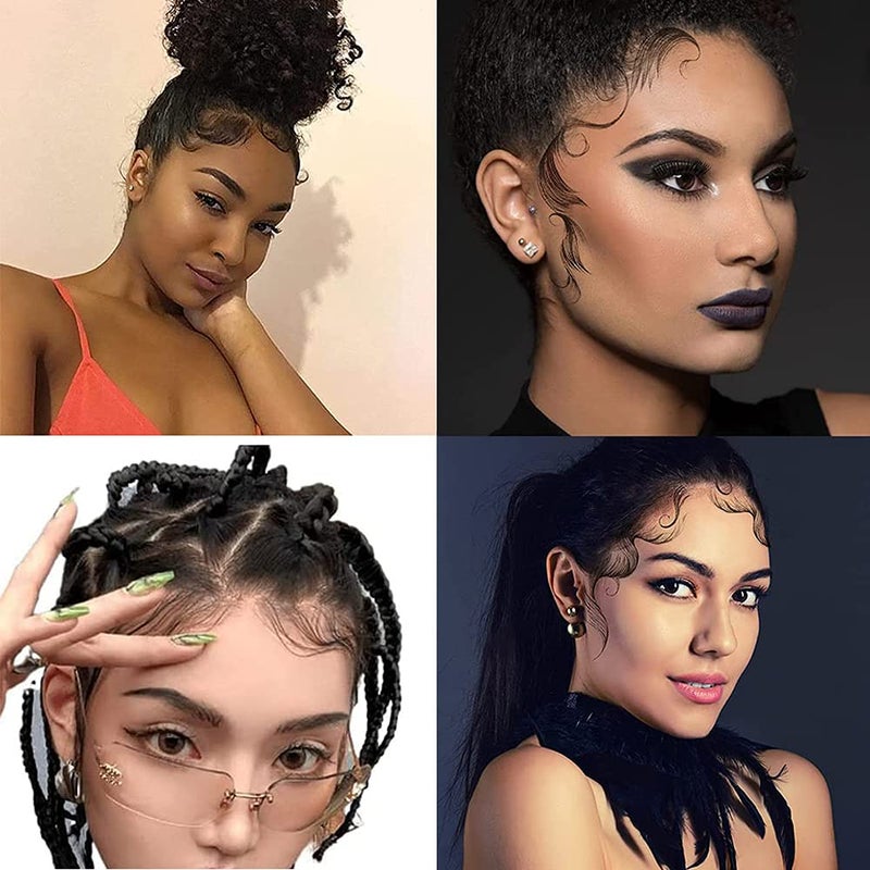 HANSAMU Fake Edges Baby Hair Temporary Tattoo Side Bang Stickers,2 Styles Popular Waterproof Fake Hair Fringe Edge Tattoo Stickers, Novelty Wig Natural Fashion Look Beauty Diy Hair Curler For Women Girls #2 - Image 4