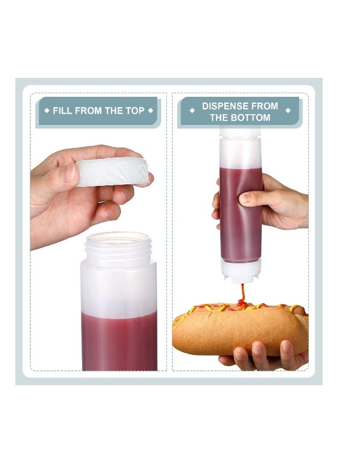 Generic - 3 Pcs Inverted Plastic Squeeze Bottles Refillable Tip Large Valve Dispenser Condiment for Sauces Ketchup Sour Cream Self Sealing Syrup Dispenser for Restaurants Catering Kitchen 16oz - Image 1