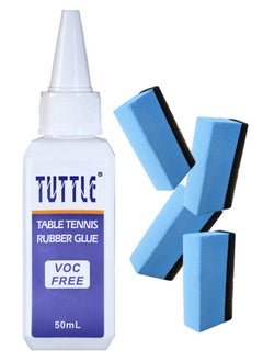 TUTTLE Table Tennis Racket Glue-Specially Designed for use with Spring Sponge Rubber-Perfect for Table Tennis Assembly-Comes with Sponges-Voc Free-50ml  - Image 1