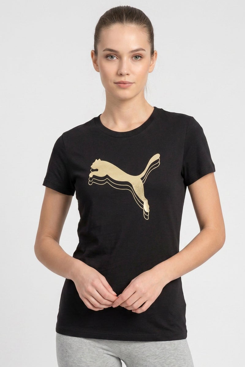 PUMA Women Sportswear Fit Short Sleeve Training T-Shirt, Black - Image 1