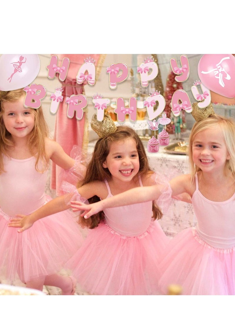 SYOSI Ballet Birthday Decoration Set, Pink Party Supplies, Dancing Party Supplies Dancing Girls, Latex Balloons, Ballerina Background Tutu Birthday Party Supplies - Image 5