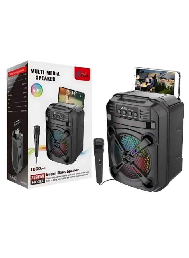 singe ZQS6165 Portable Wireless Speaker with Microphone - Black - Image 1