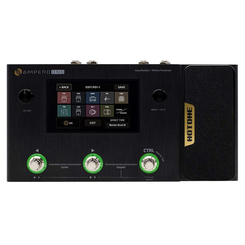 Hotone Ampero One MP80 Guitar Bass Amp Modeling IR Cabinets Simulation Multi Language MultiEffects with Expression Pedal Stereo OTG USB Audio Interface