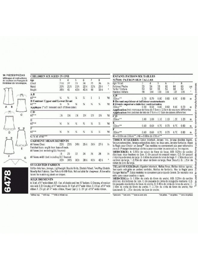 New Look Sewing Pattern 6478 Child Dresses, Size A (3-4-5-6-7-8) - Image 3