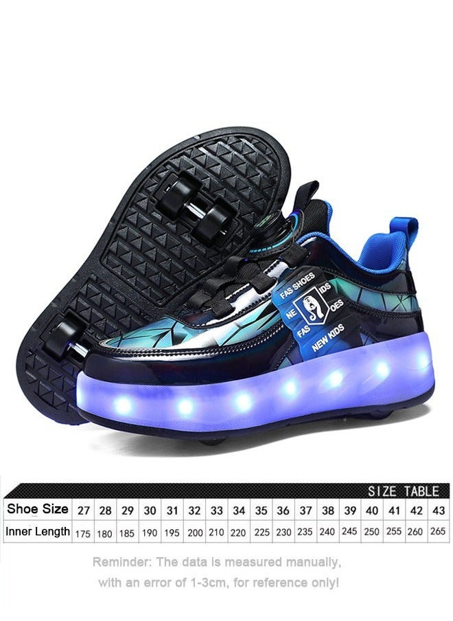 XiuWoo Kids Roller Skate Shoes LED Two-wheel Flash Stylish Shiny Sneaker Skates with Wheels and Lightning Soles for Easy Swivel Buckle Kids Shoes  - Image 2