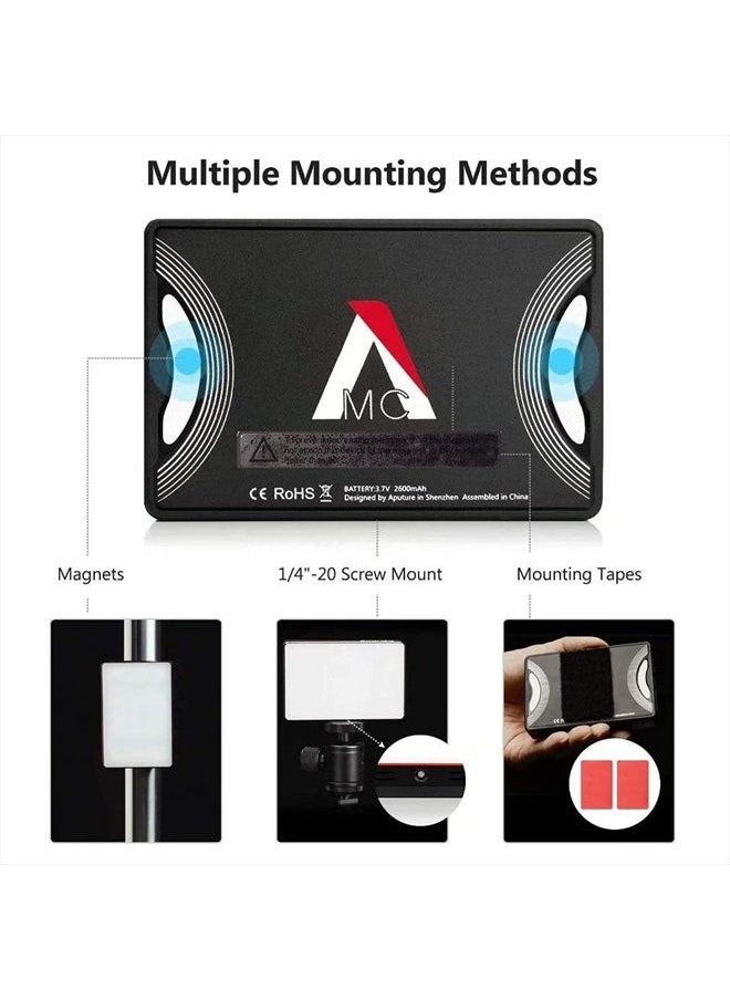 Aputure Amaran MC RGBWW Mini On Camera Video Light,3200K-6500K,CRI/TLCI 96+,HSI Mode,Support Magnetic Attraction and App with USB-C PD and Wireless Charging  - Image 3