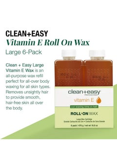 Clean + Easy Clean & Easy Vit E Roll-On Wax 6-pack Large Vitamin E, Net Wt. 16.8 oz  - Image 3