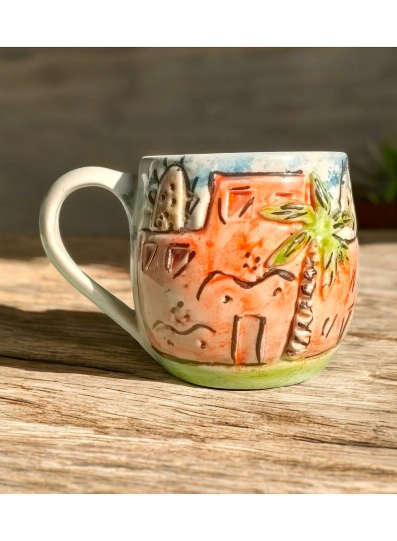 color zone pottery 300ml ceramic and earthenware mug, each piece is unique, microwave safe  - Image 1