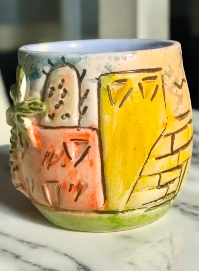 color zone pottery 300ml ceramic and earthenware mug, each piece is unique, microwave safe  - Image 2