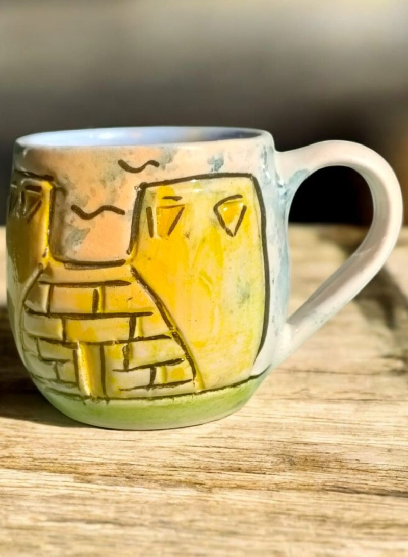 color zone pottery 300ml ceramic and earthenware mug, each piece is unique, microwave safe  - Image 3