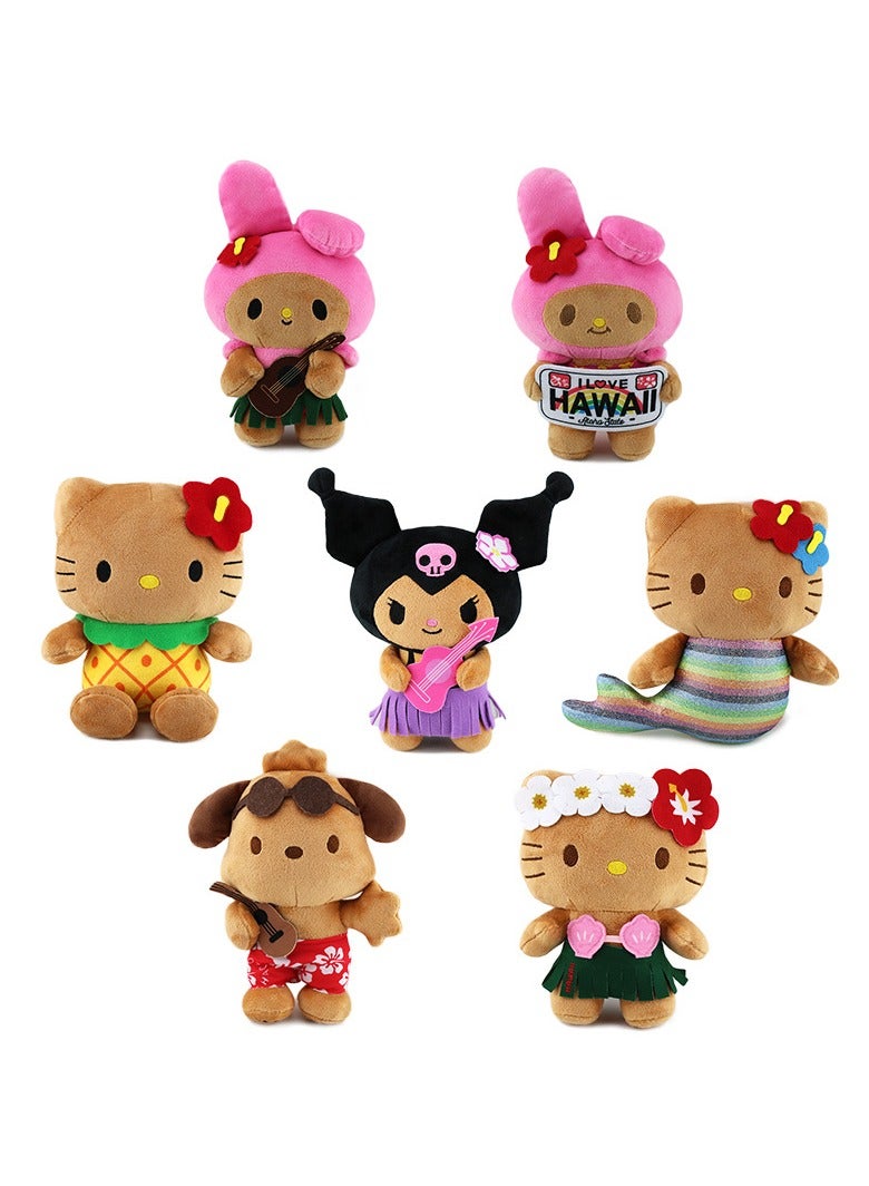 18cm Anime Sanrio Melody Kitty Kuromi mermaid Plush Dolls, Green Dress - Image 2