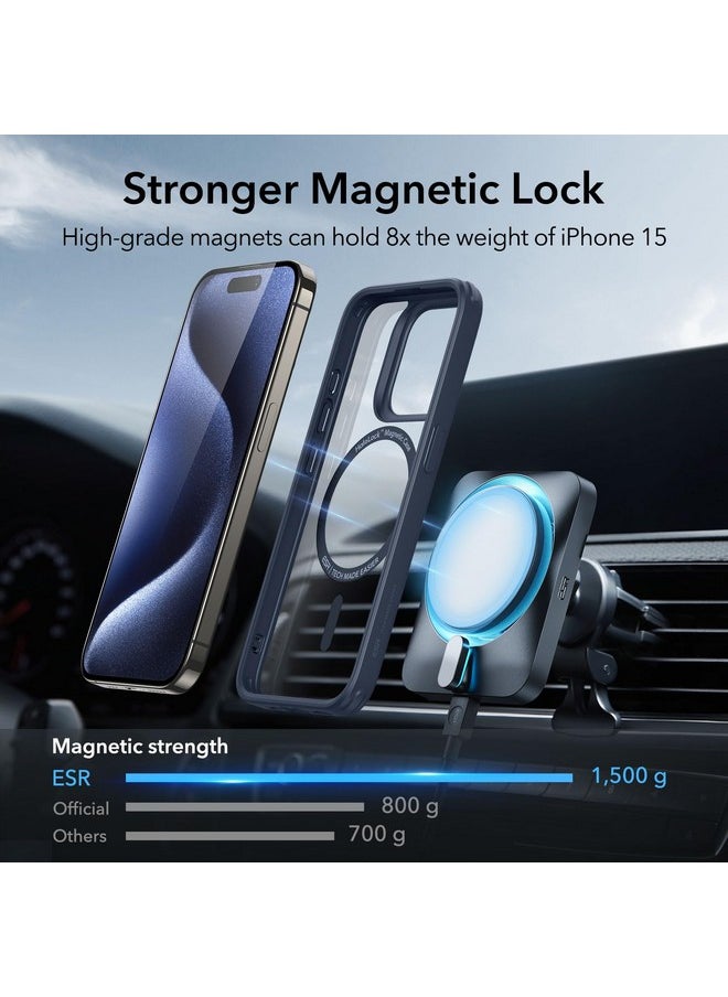 اي اس ار جراب ESR لهاتف iPhone 15 Pro Max، متوافق مع MagSafe، حماية من الدرجة العسكرية، ظهر مقاوم للاصفرار والخدش، جراب هاتف مغناطيسي لهاتف iPhone 15 Pro Max، سلسلة كلاسيكية، أزرق داكن شفاف  - Image 3