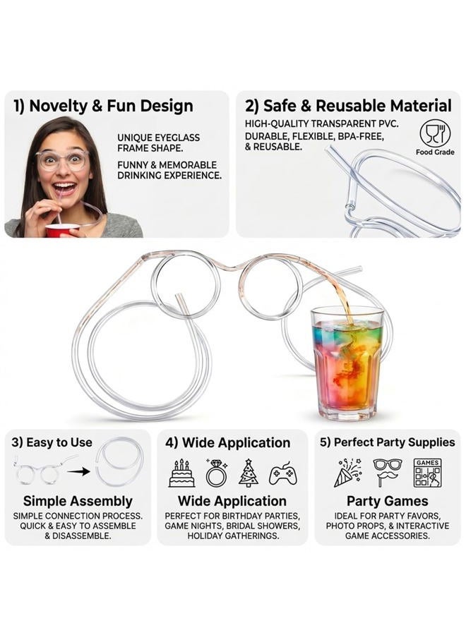 VOVOH Funny Gl Straw, Flexible Drinking Straw Novelty Eyeglass Frame Bar Accessories for Birthdays, Bridal Showers, Party Supplies, Favors, Game Ideas（crystal） - Image 4