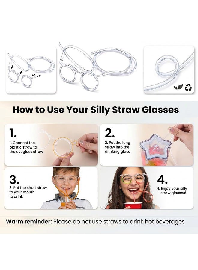 VOVOH Funny Gl Straw, Flexible Drinking Straw Novelty Eyeglass Frame Bar Accessories for Birthdays, Bridal Showers, Party Supplies, Favors, Game Ideas（crystal） - Image 3