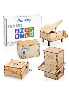 4 Set Stem Kits Wooden Building Kits Stem Projects For Kids Ages 812 Music Boxrobot 3D Puzzle Science Experiment Educational Model Toy Gifts For Boys And Girls 8 9 10 11 12 Year Old