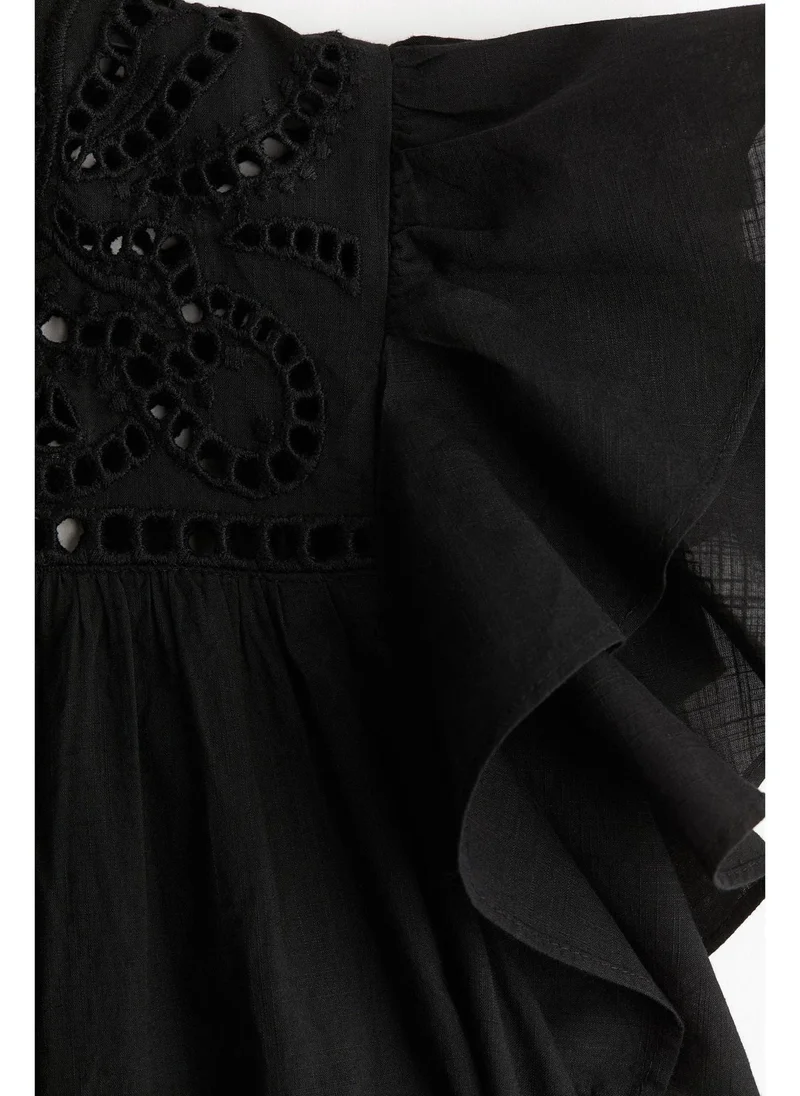 اتش اند ام Flutter-sleeve dress with broderie anglaise