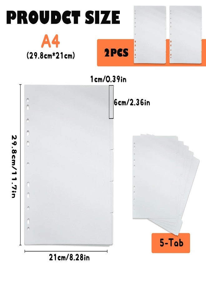 DY.2ten 6 Ring Binder Dividers with 5 Tabs, 2 Sets, A4 White Paper Binder Dividers, Notebook Binder Dividers for School Subject Binder Organizers - Image 2