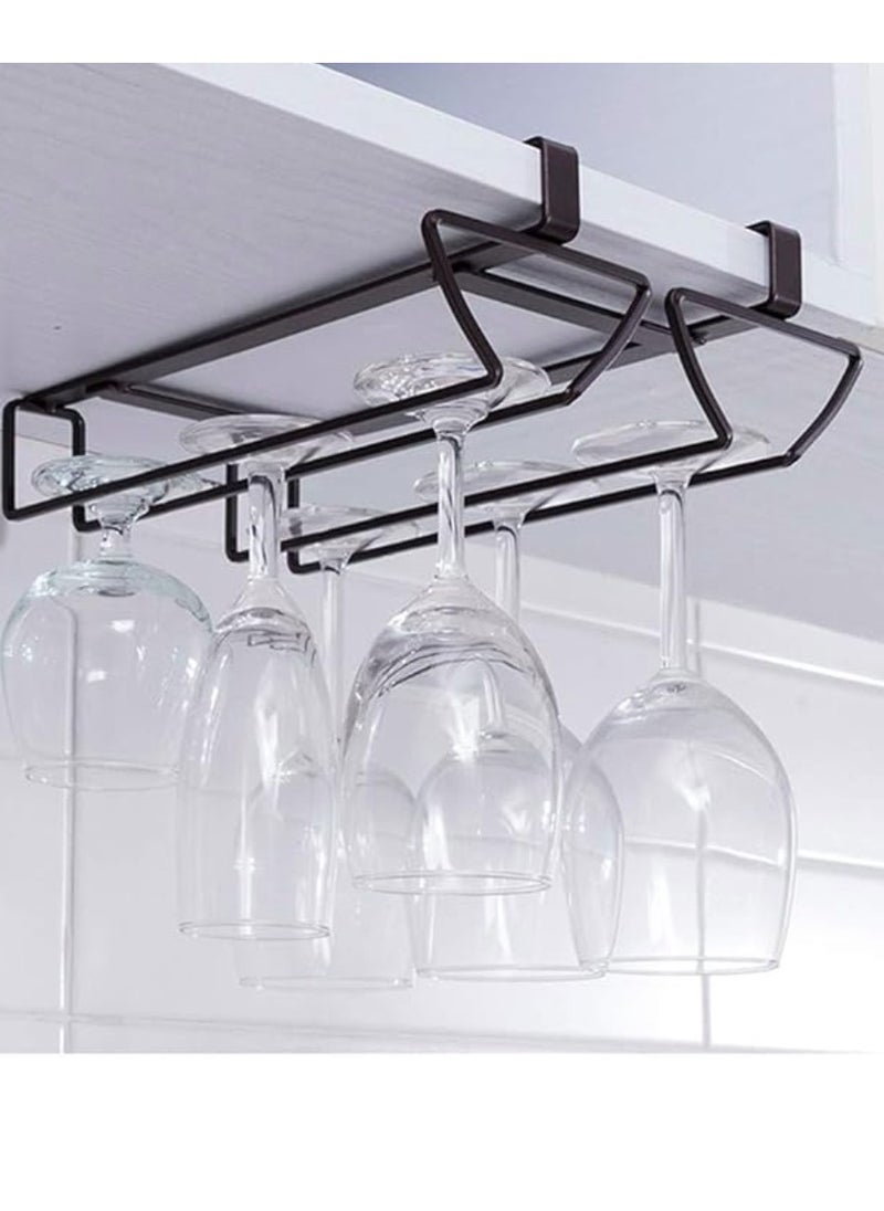 Juice cup hanging rack under the kitchen cupboard to store cups without the need to make holes, metal holder and organizer for glass juice cups - double (black) - pzsku/Z0325B82C6115C16CE8C2Z/45/_/1738855100/303462e3-01fa-4c5a-b2df-c49223c7e7de