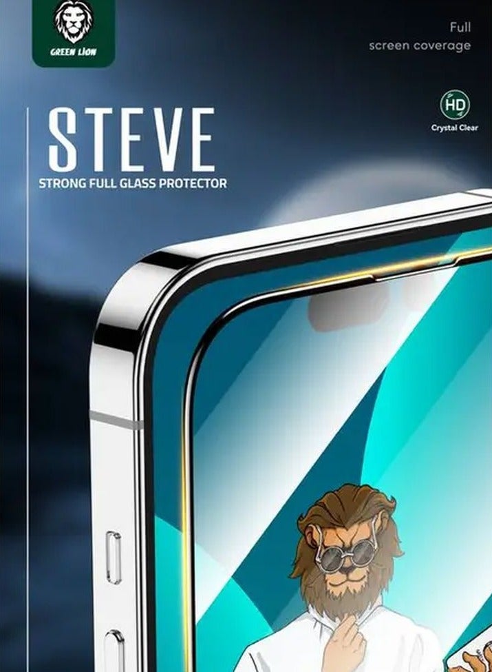 GREEN LION iPhone 13 Pro Max/14 Plus 6.7" Screen Protector 9H Steve Strong Full Glass / Bubble Free / Highly Responsive / Anti Fingerprint / Grease Resistance / Anti Scratch / Crystal Clear - Black Edge/Clear - Image 4