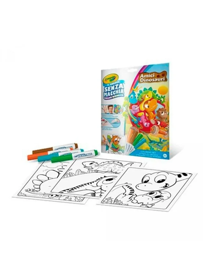 كرايولا Crayola - Color Wonder Dinosaur Coloring Set | Mess-Free Coloring for Kids - 18 Fun-Filled Coloring Pages | Foldalope Packaging for Easy Storage - Ideal Travel-Friendly Activity | Perfect Gift for Boys and Girls Ages 3+