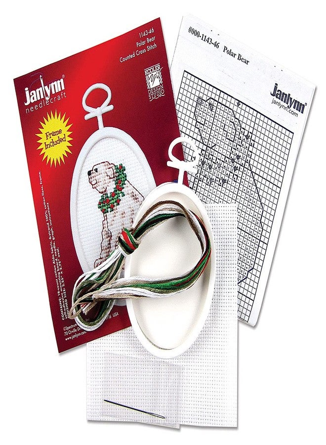 Janlynn Polar Bear Mini Counted Cross Stitch Kit with Frame - Image 3