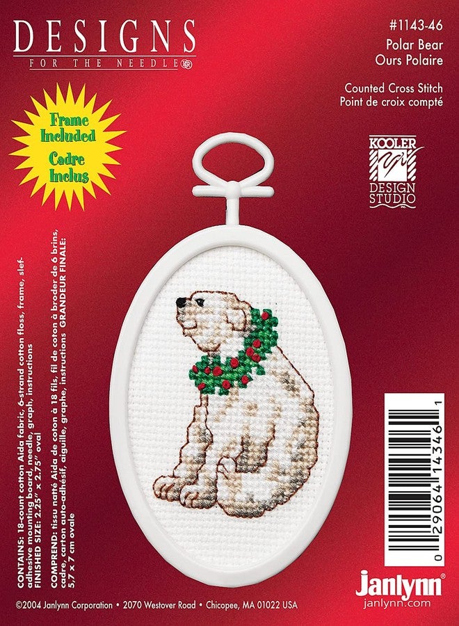 Janlynn Polar Bear Mini Counted Cross Stitch Kit with Frame - Image 2