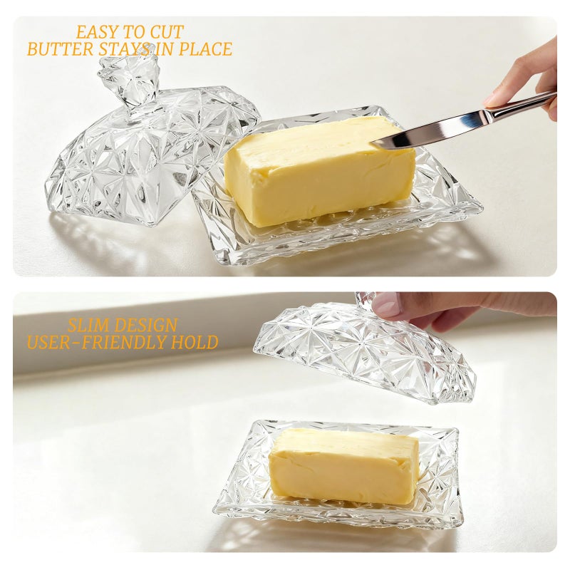 YOLCAR Butter Keeper Crock with Lid, Glass Butter Dish for Dust-proof and Freshness Preservation, Suitable for Home Kitchens and Restaurants, Transparent, Easy to Clean - Image 4