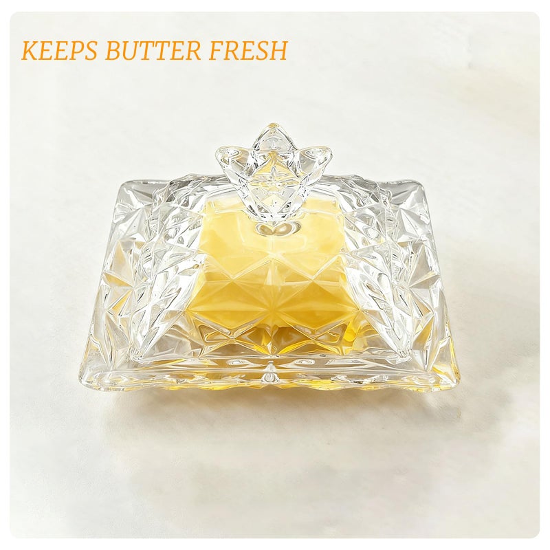 YOLCAR Butter Keeper Crock with Lid, Glass Butter Dish for Dust-proof and Freshness Preservation, Suitable for Home Kitchens and Restaurants, Transparent, Easy to Clean - Image 5