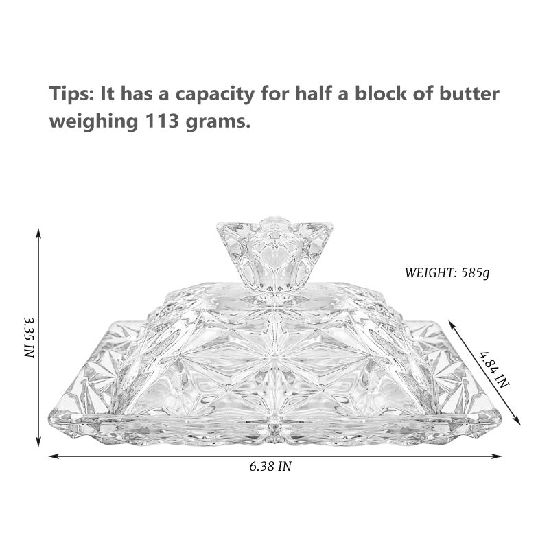 YOLCAR Butter Keeper Crock with Lid, Glass Butter Dish for Dust-proof and Freshness Preservation, Suitable for Home Kitchens and Restaurants, Transparent, Easy to Clean - Image 2