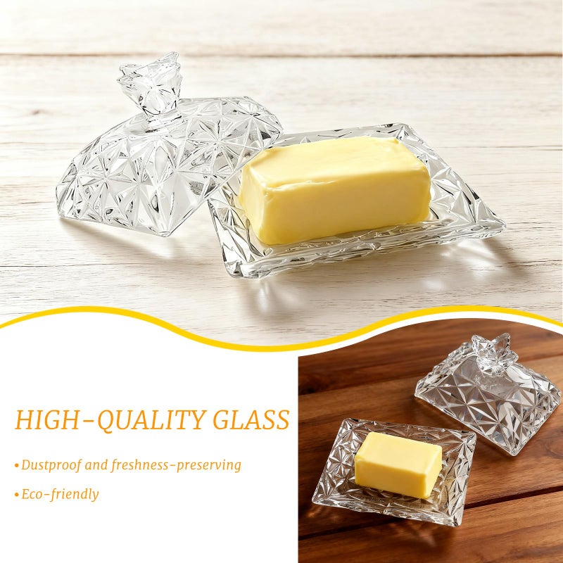 YOLCAR Butter Keeper Crock with Lid, Glass Butter Dish for Dust-proof and Freshness Preservation, Suitable for Home Kitchens and Restaurants, Transparent, Easy to Clean - Image 3